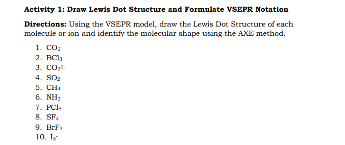 Answered Activity 1 Draw Lewis Dot Structure Bartleby