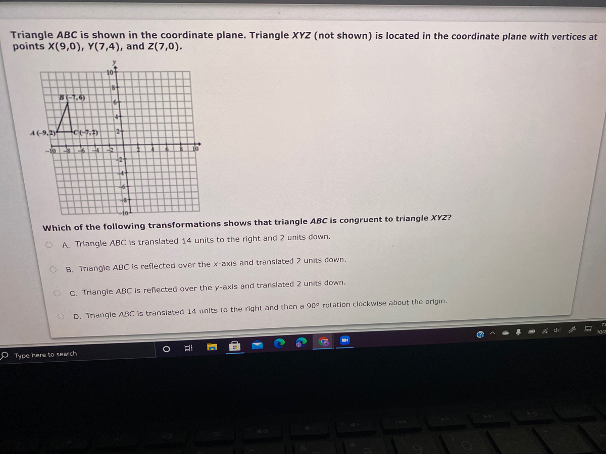 Answered Triangle Abc Is Shown In The Coordinate Bartleby