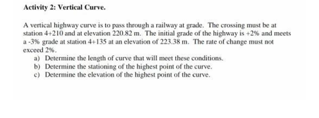 Answered A Vertical Highway Curve Is To Pass Bartleby