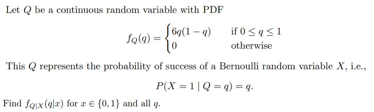 Answered Let Q Be A Continuous Random Variable Bartleby