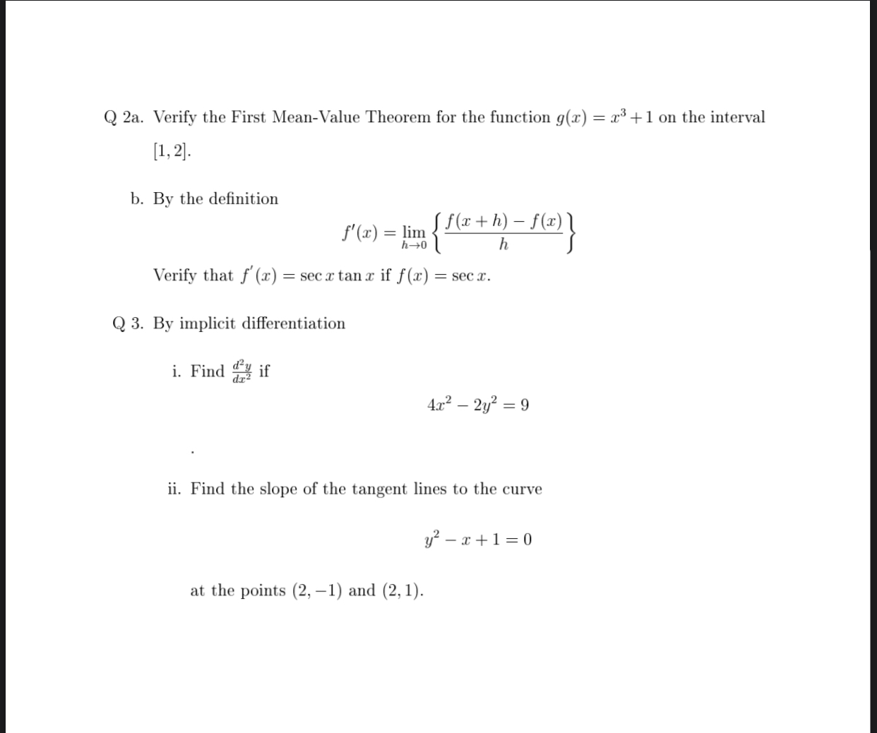 Answered Q 2a Verify The First Mean Value Bartleby