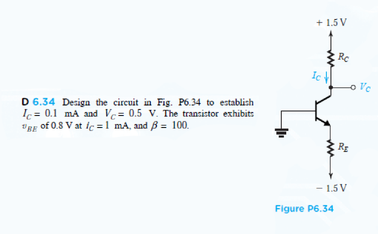 Answered 1 5 V Rc Ic H O Vc D 6 34 Design The Bartleby