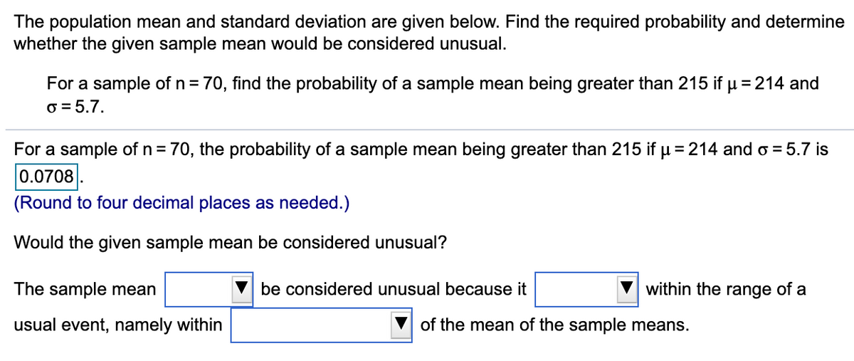 Answered: The Population Mean And Standard… | Bartleby