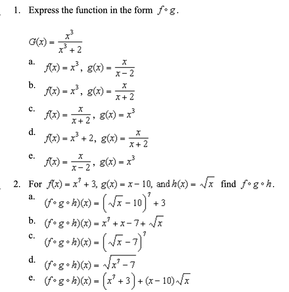 Answered Express The Function In The Form F G 1 Bartleby