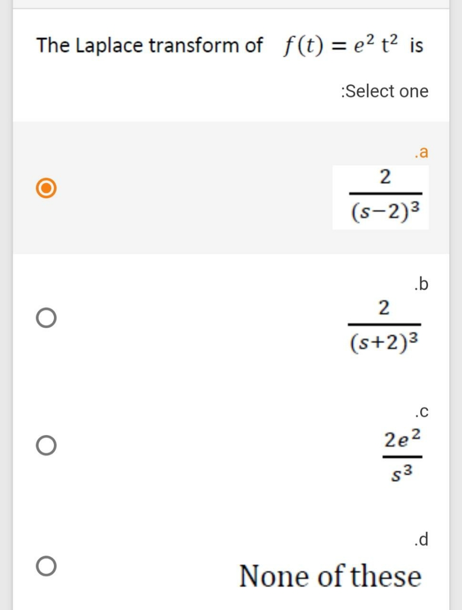 Answered The Laplace Transform Of F T E T Bartleby