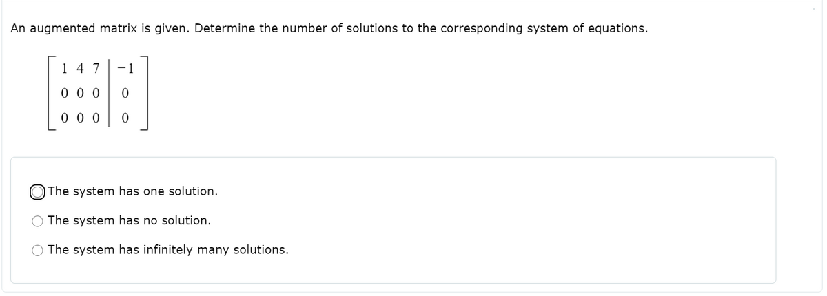 Answered An Augmented Matrix Is Given Determine Bartleby 1673