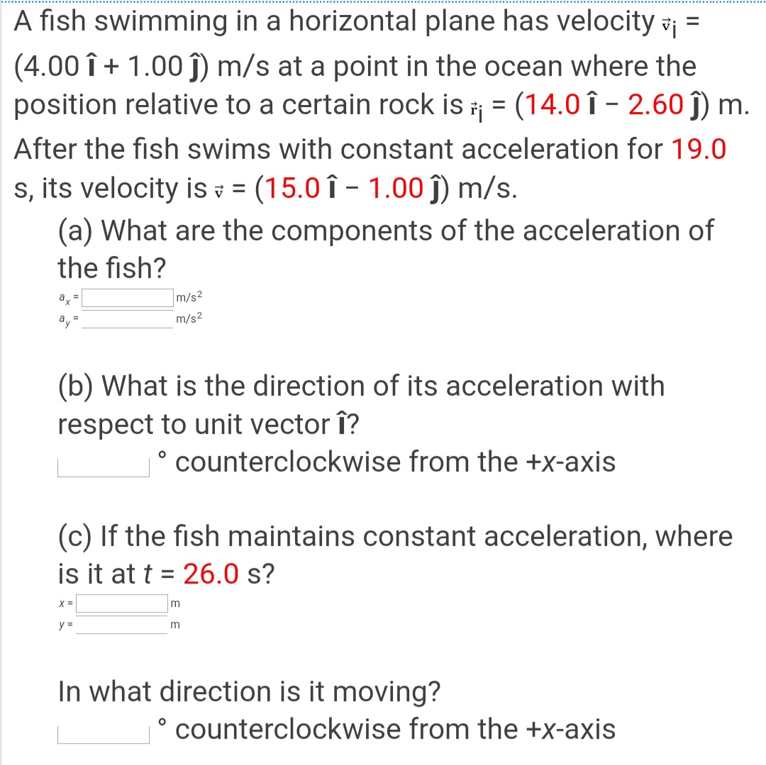 Answered A Fish Swimming In A Horizontal Plane Bartleby