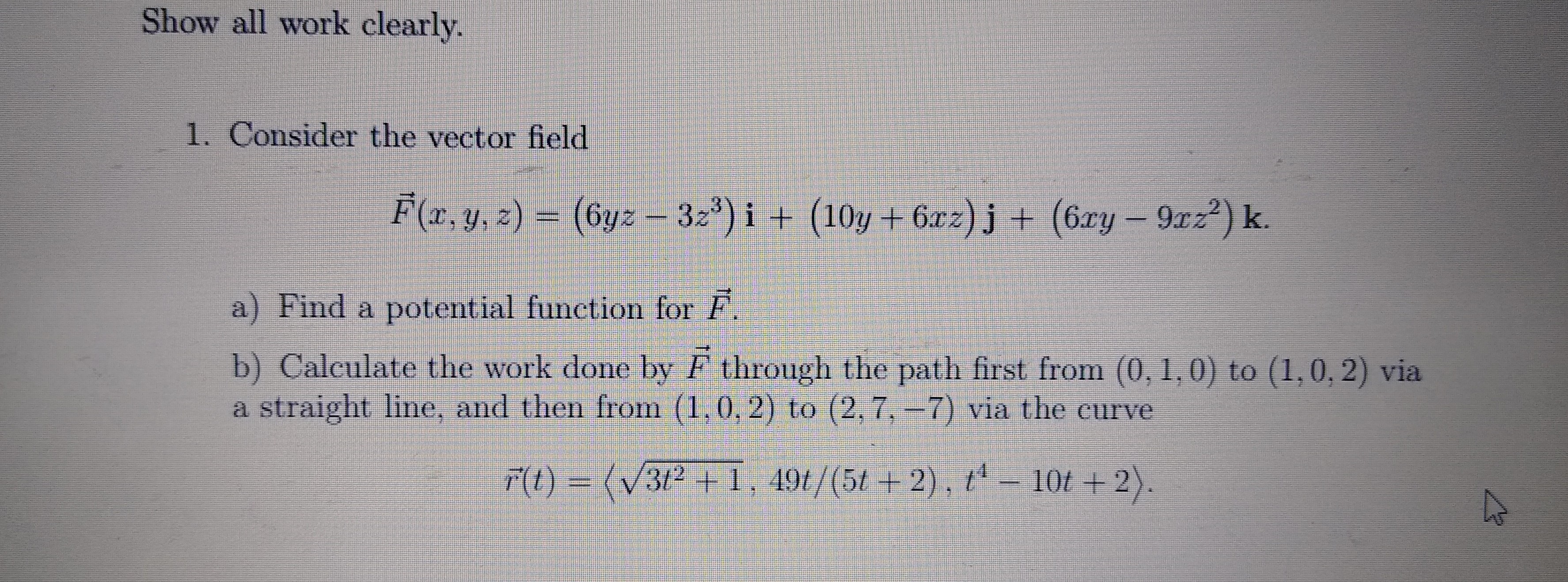 Answered Consider The Vector Field F R Y 2 Bartleby