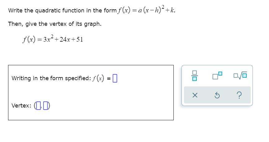 Answered Write The Quadratic Function In The Bartleby