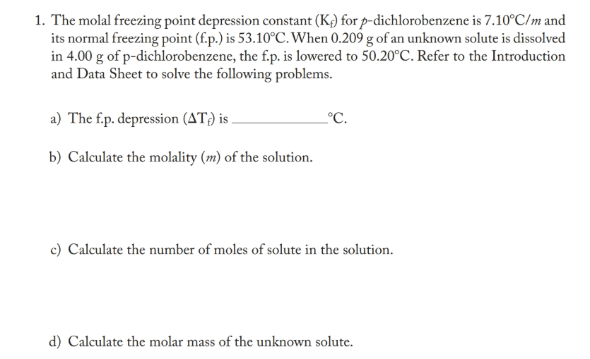 Answered 1 The Molal Freezing Point Depression Bartleby