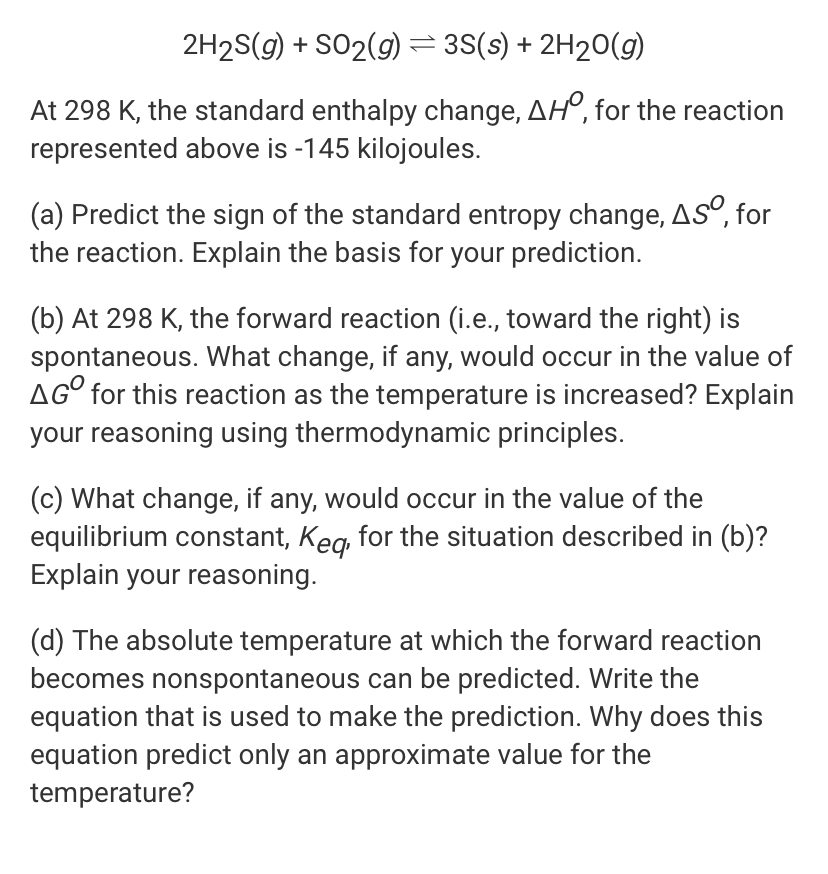 which reaction results in the greatest increase in entropy