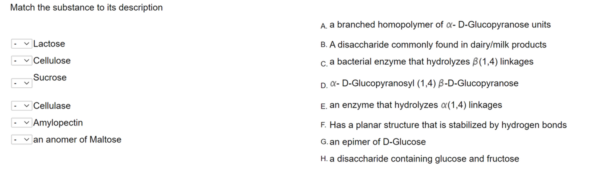 Answered Match The Substance To Its Description Bartleby