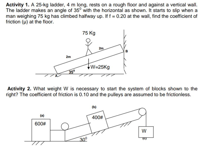 Answered Activity 1 A 25 Kg Ladder 4 M Long … Bartleby