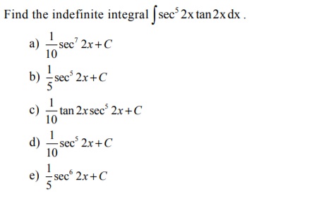 Answered Find The Indefinite Integral Sec 2x Bartleby