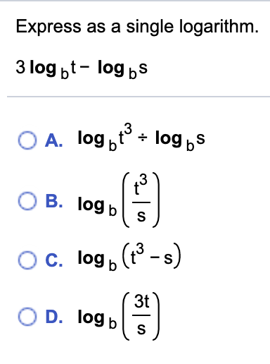 Answered Express As A Single Logarithm 3 Log Bartleby