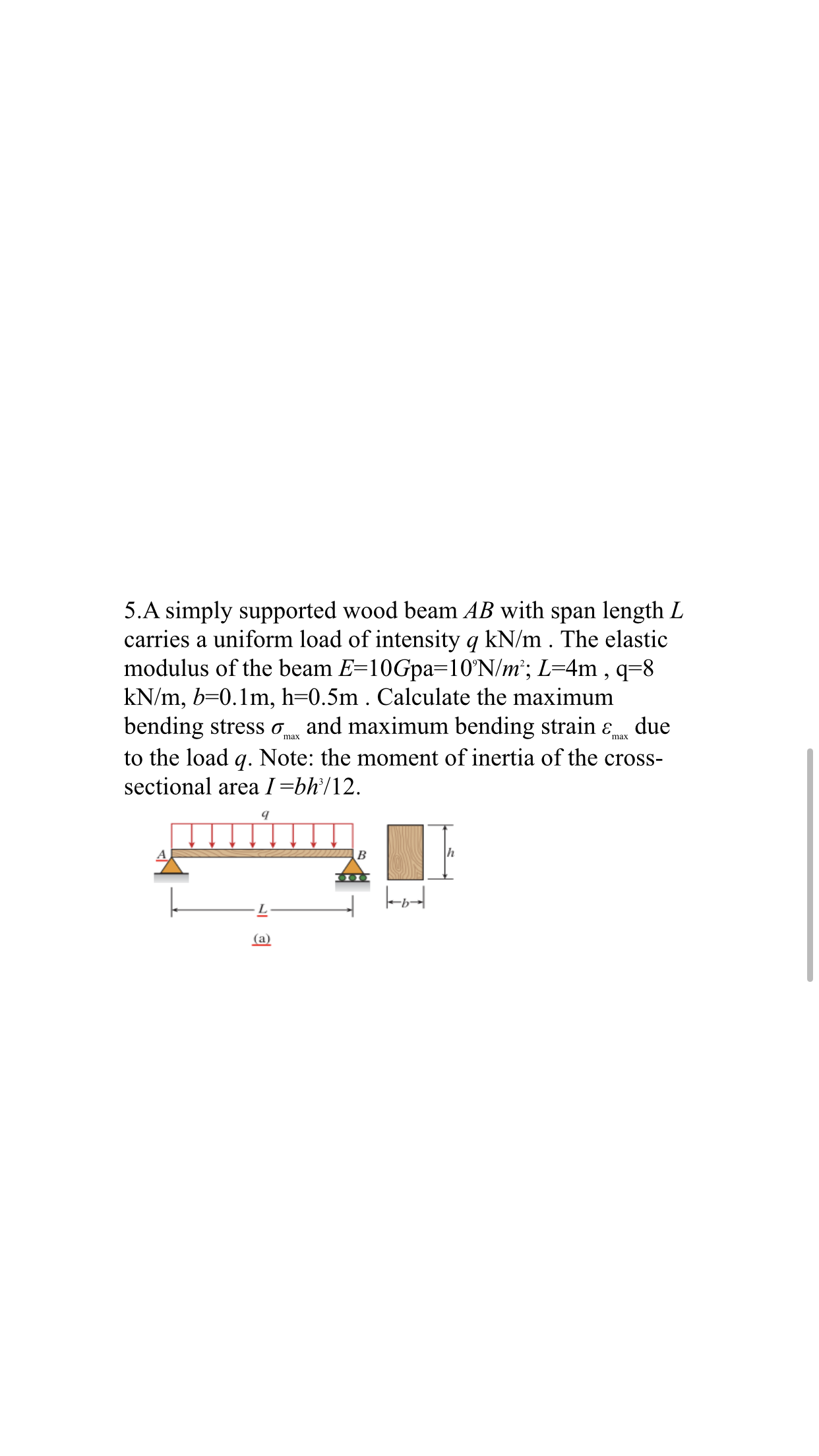 Answered 5 A Simply Supported Wood Beam Ab With Bartleby