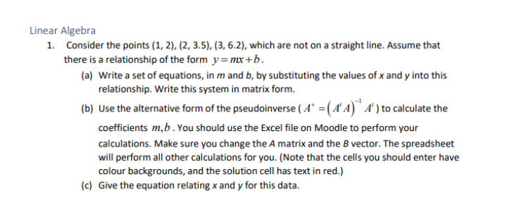 Answered Linear Algebra 1 Consider The Points… Bartleby