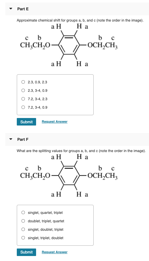 Answered Part E Approximate Chemical Shift For Bartleby