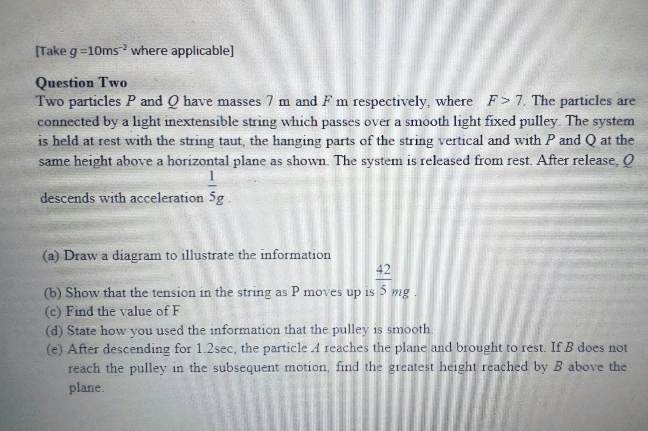 Answered Take G 10ms Where Applicable Bartleby