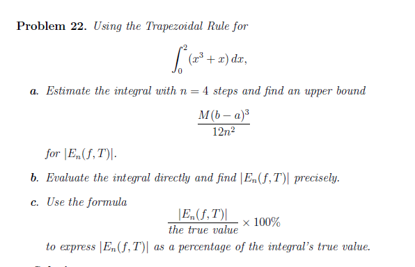 Answered Problem 22 U Sing The Trapezoidal Rule Bartleby