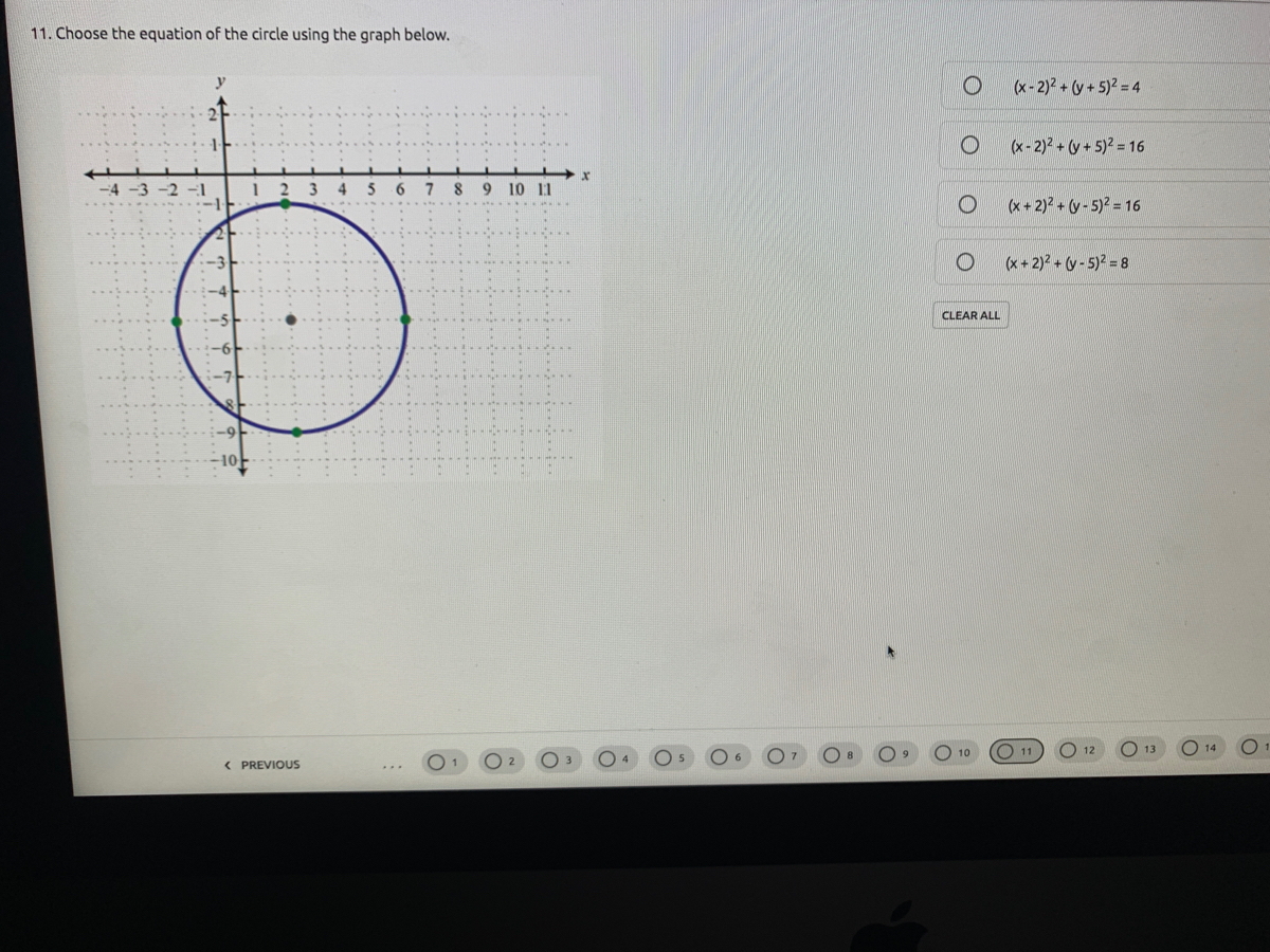 Answered 11 Choose The Equation Of The Circle Bartleby