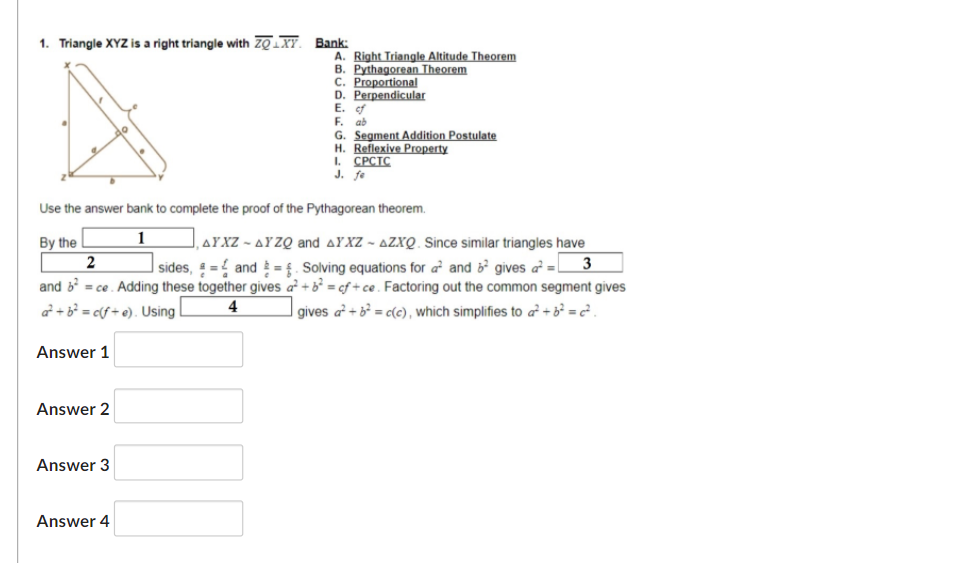 Answered 1 Triangle Xyz Is A Right Triangle Bartleby