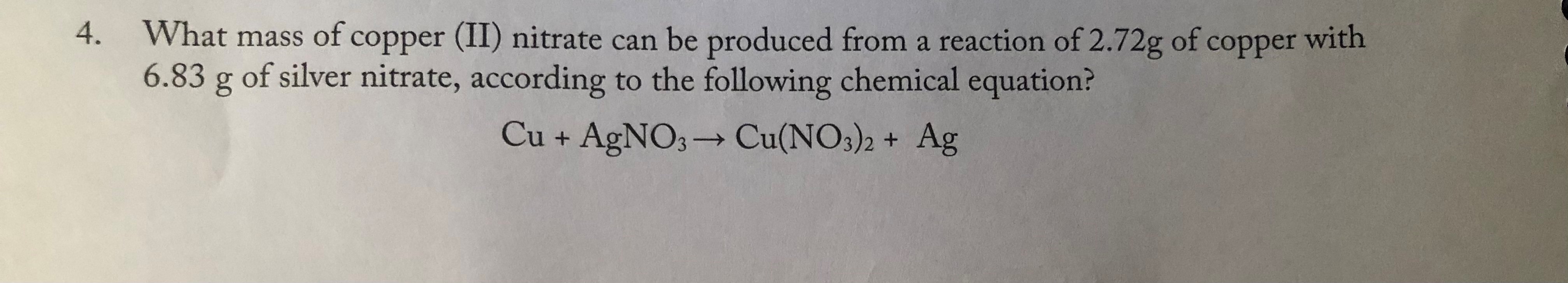 Answered What mass of copper (II) nitrate can be… bartleby