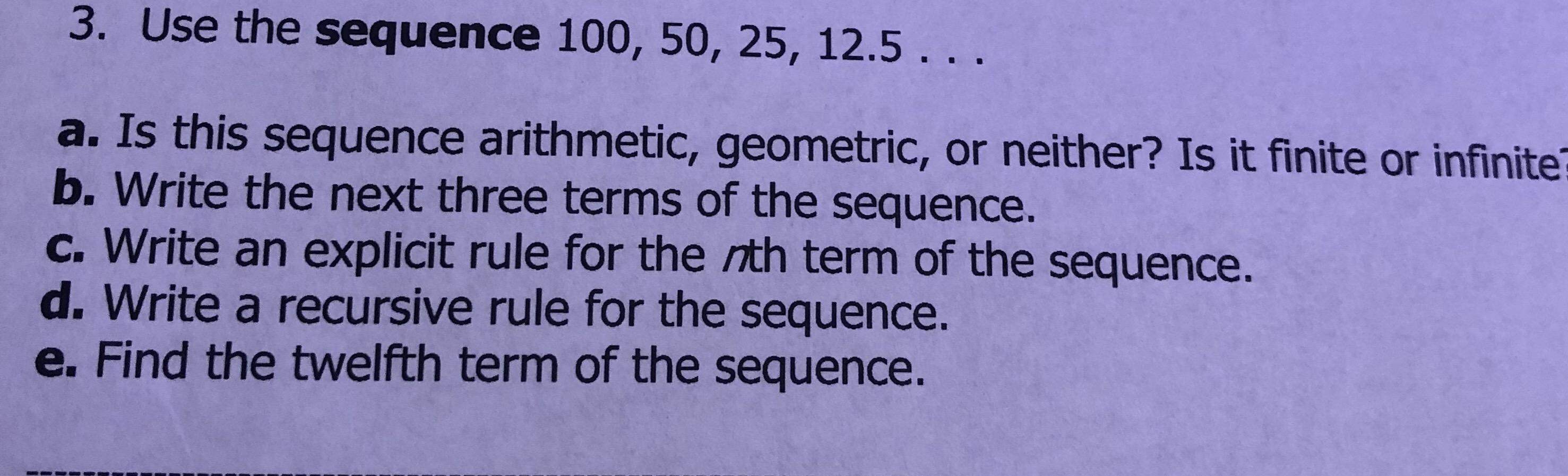 Answered 3 Use The Sequence 100 50 25 Bartleby