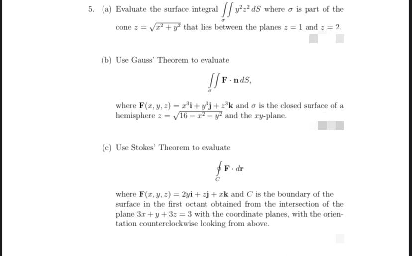 Answered 5 A Evaluate The Surface Integral Bartleby 5047