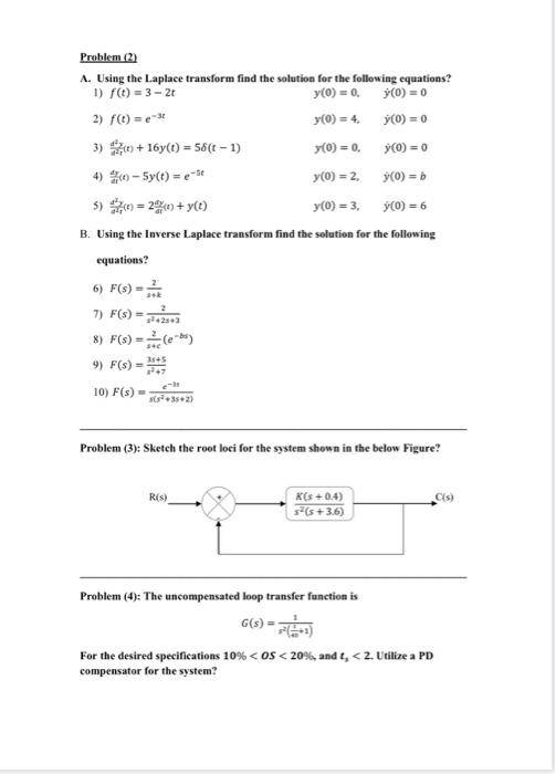 Answered Problem 2 A Using The Laplace Bartleby