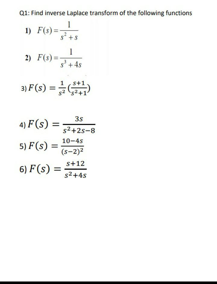 Answered Q1 Find Inverse Laplace Transform Of Bartle