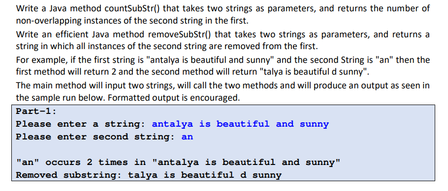 Answered Write A Java Method Countsubstr That Bartleby