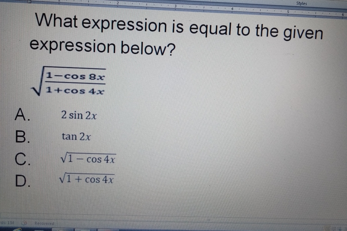 Answered What Expression Is Equal To The Given Bartleby