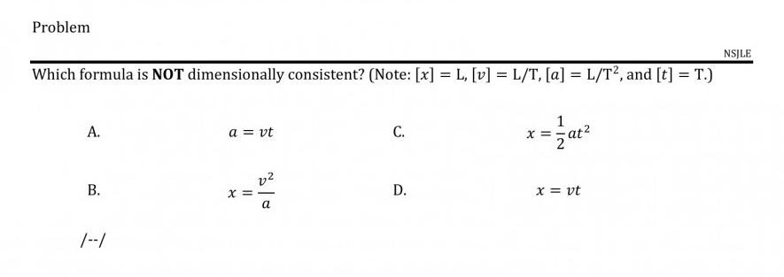 Answered Which Formula Is Not Dimensionally Bartleby