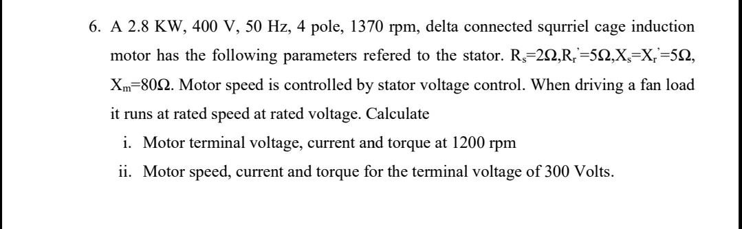 Answered 6 A 2 8 Kw 400 V 50 Hz 4 Pole 1370 Bartleby