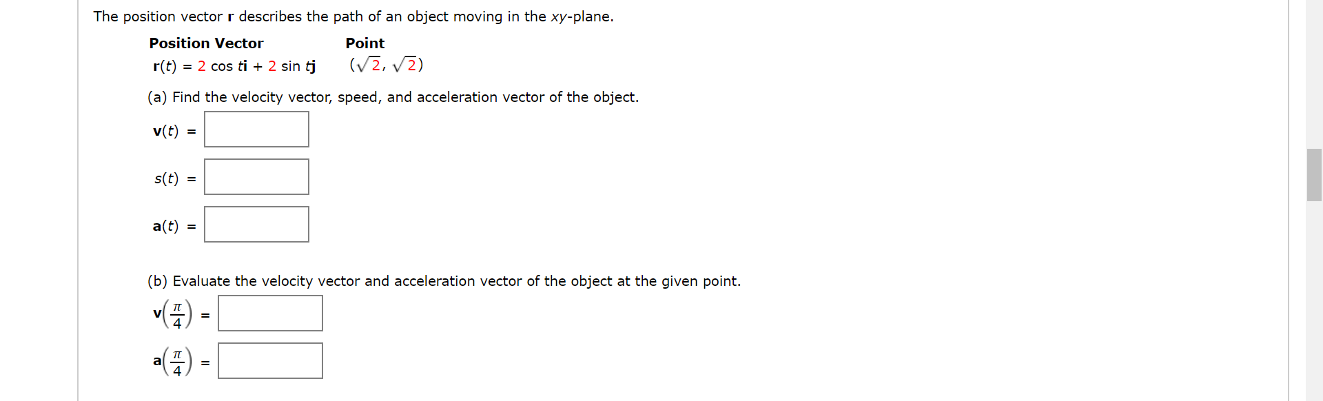 Answered The Position Vector R Describes The Bartleby