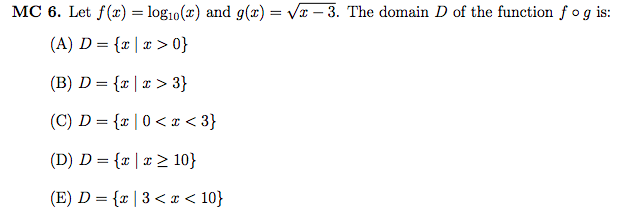 Answered Mc 6 Let F R Log10 X And G X Vr Bartleby