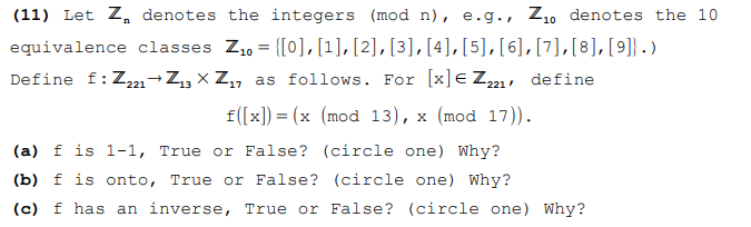 Answered 11 Let Z Denotes The Integers Mod Bartleby
