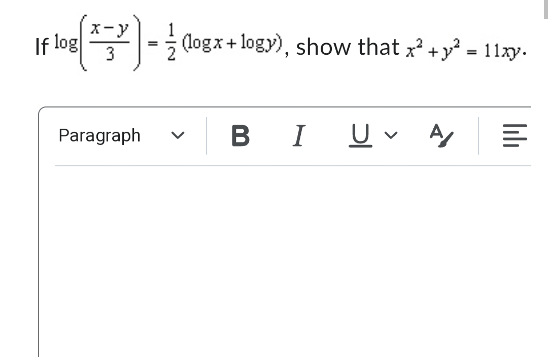 Answered X Y 3 Paragraph If Log Logx Logy Bartleby