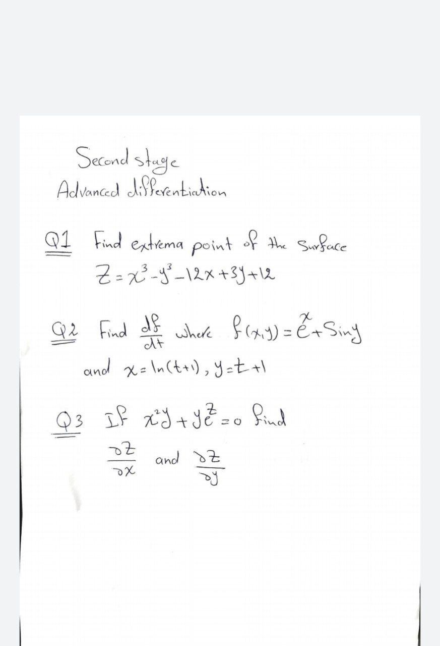 Answered Second Stuge Advanced Differentiadion Q Bartleby