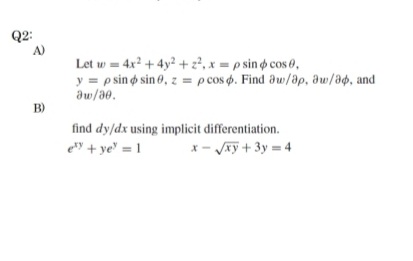 Answered Q2 A Let W 4x 4y Z2 X P Sin Bartleby