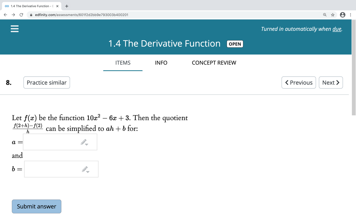 Answered Let F Ae Be The Function 10x2 6x 3 Bartleby