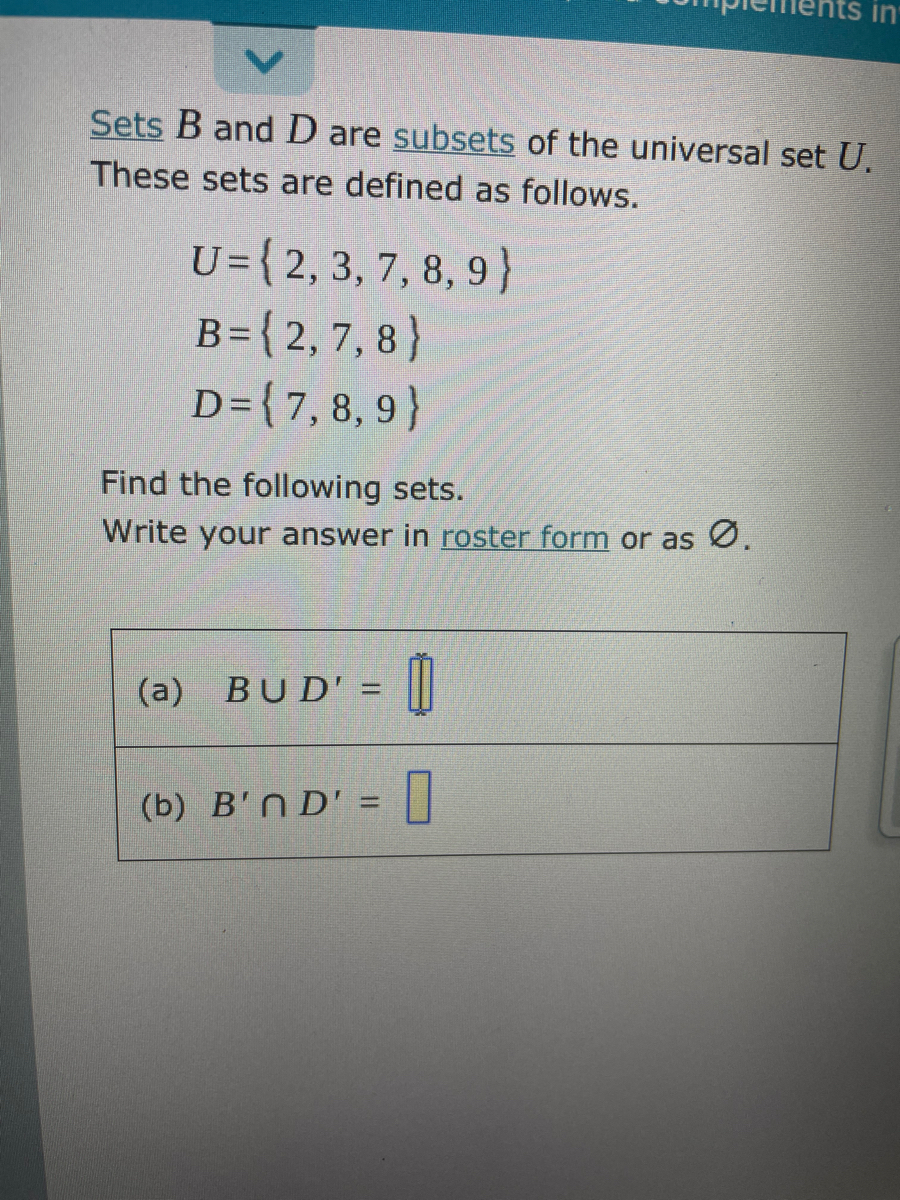 Answered Sets B And D Are Subsets Of The… Bartleby