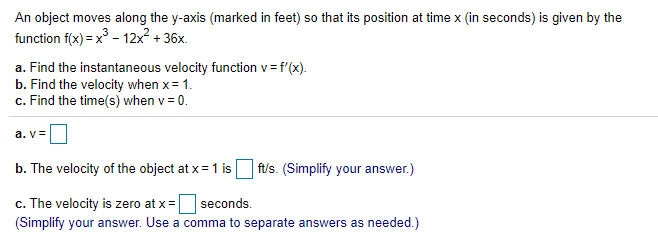 Answered An Object Moves Along The Y Axis Bartleby