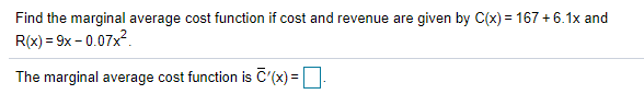 What Is The Marginal Average Cost Function