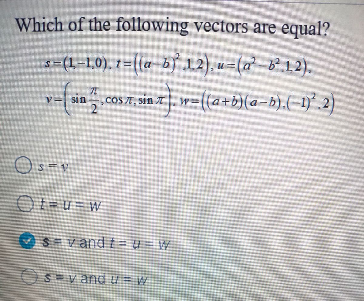 Answered Which Of The Following Vectors Are Bartleby