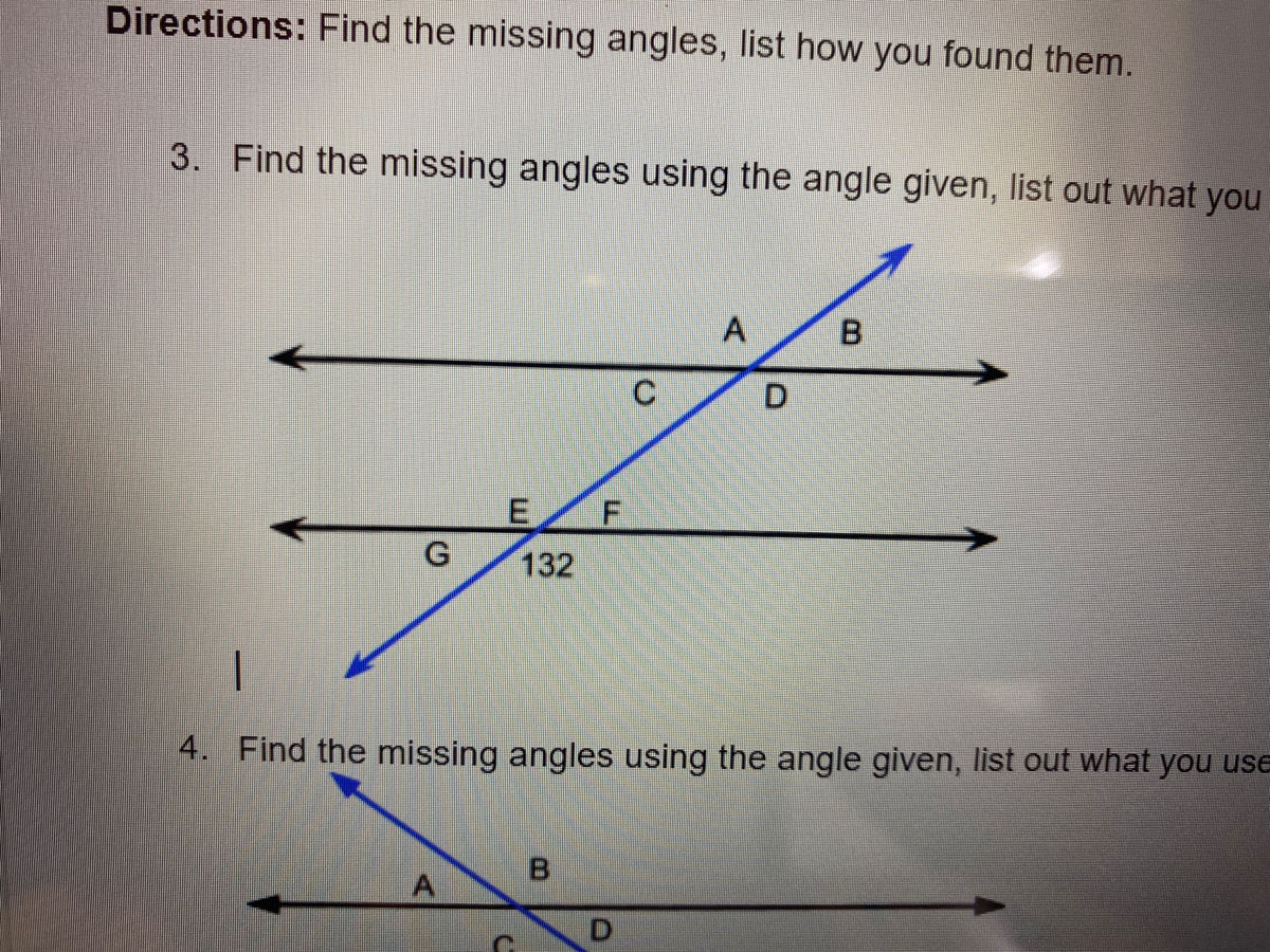 Answered: 3. Find the missing angles using the… | bartleby