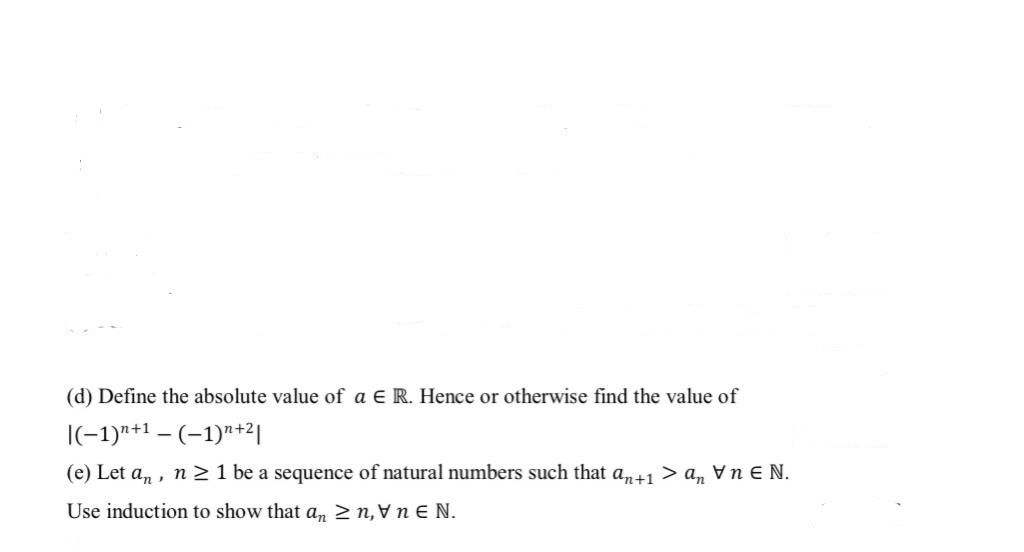 Answered D Define The Absolute Value Of A E R Bartleby