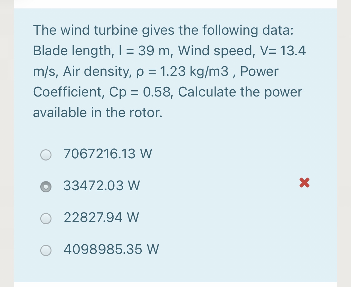 Answered The Wind Turbine Gives The Following Bartleby