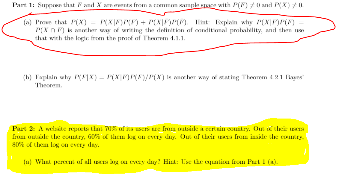 Answered Part 1 Suppose That F And X Are Events Bartleby